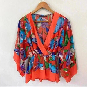 Hazel orange floral boho top